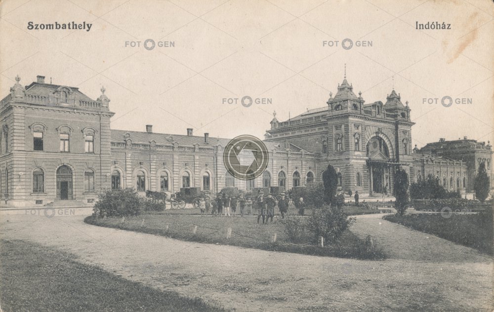 Hlavní nádraží v Szombathely/Steinamanger - Maďarsko, cca 1914