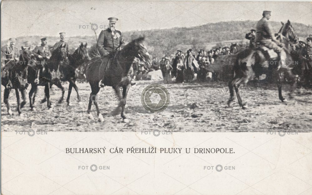 Bulharský car Ferdinand I. přehlíží pluky u Drinopole (Turecko)