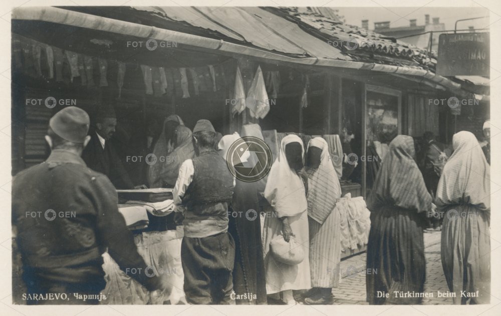 Sarajevo, turecké ženy na nákupech, 1933