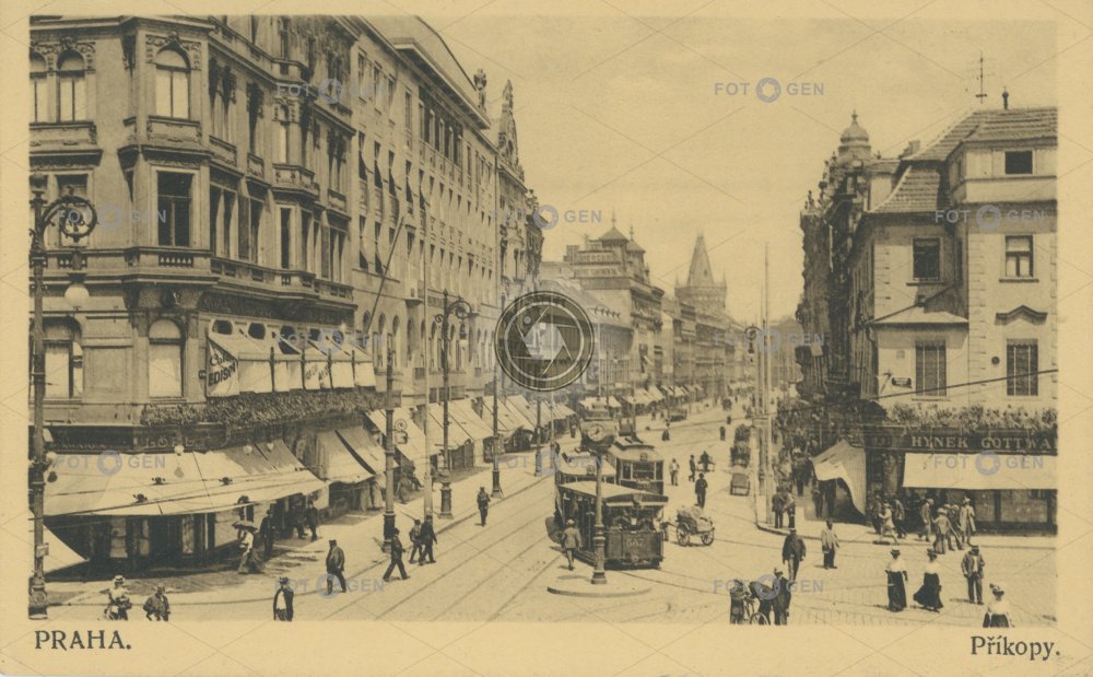 Tzv. Zlatý kříž - Václavské náměstí 1910