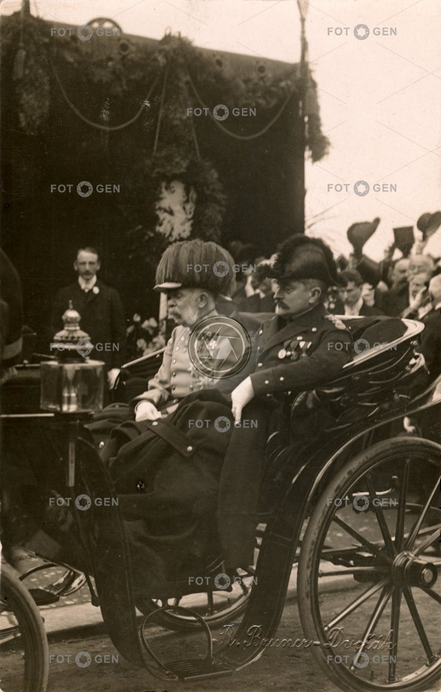 Císař Fr. Josef I. - kladení závěrečného kamene k mostu, 1907.