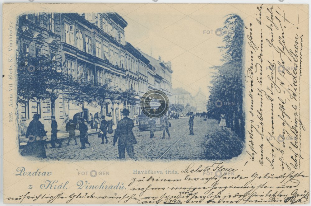 Havlíčkova třída roku 1899, dnes ulice Bělehradská