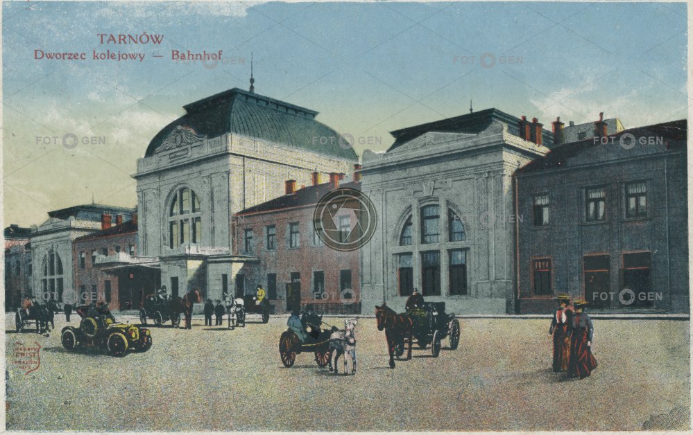 Budova vlakového nádraží Tarnów - Polsko 1918