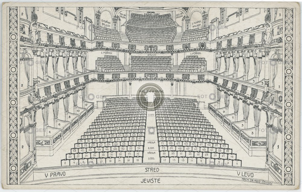 Plán hlediště Městského divadla na Vinohradech