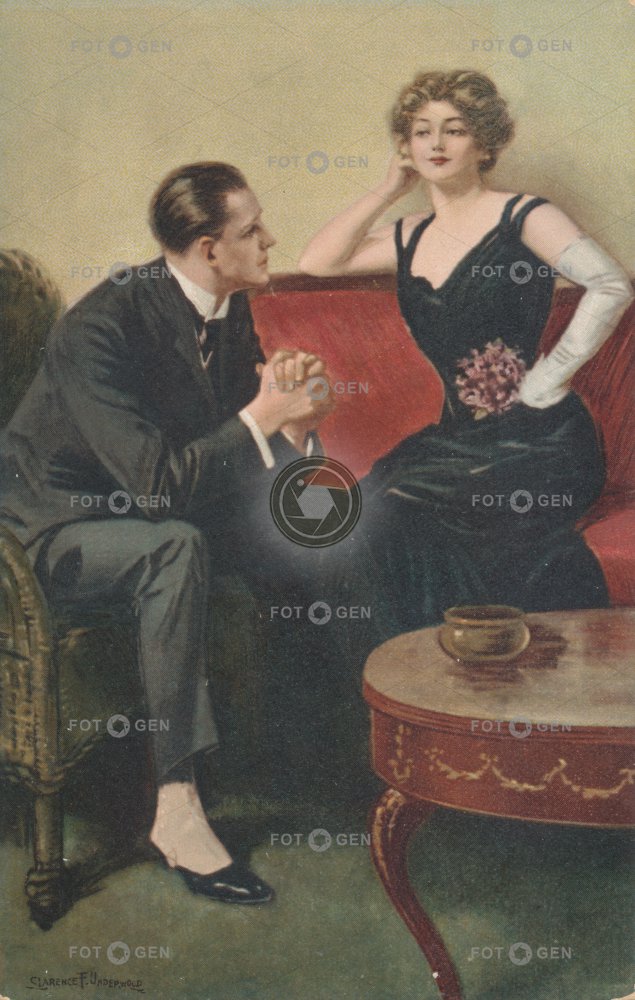 Romantická pohlednice  malíře Clarence F. Underwooda