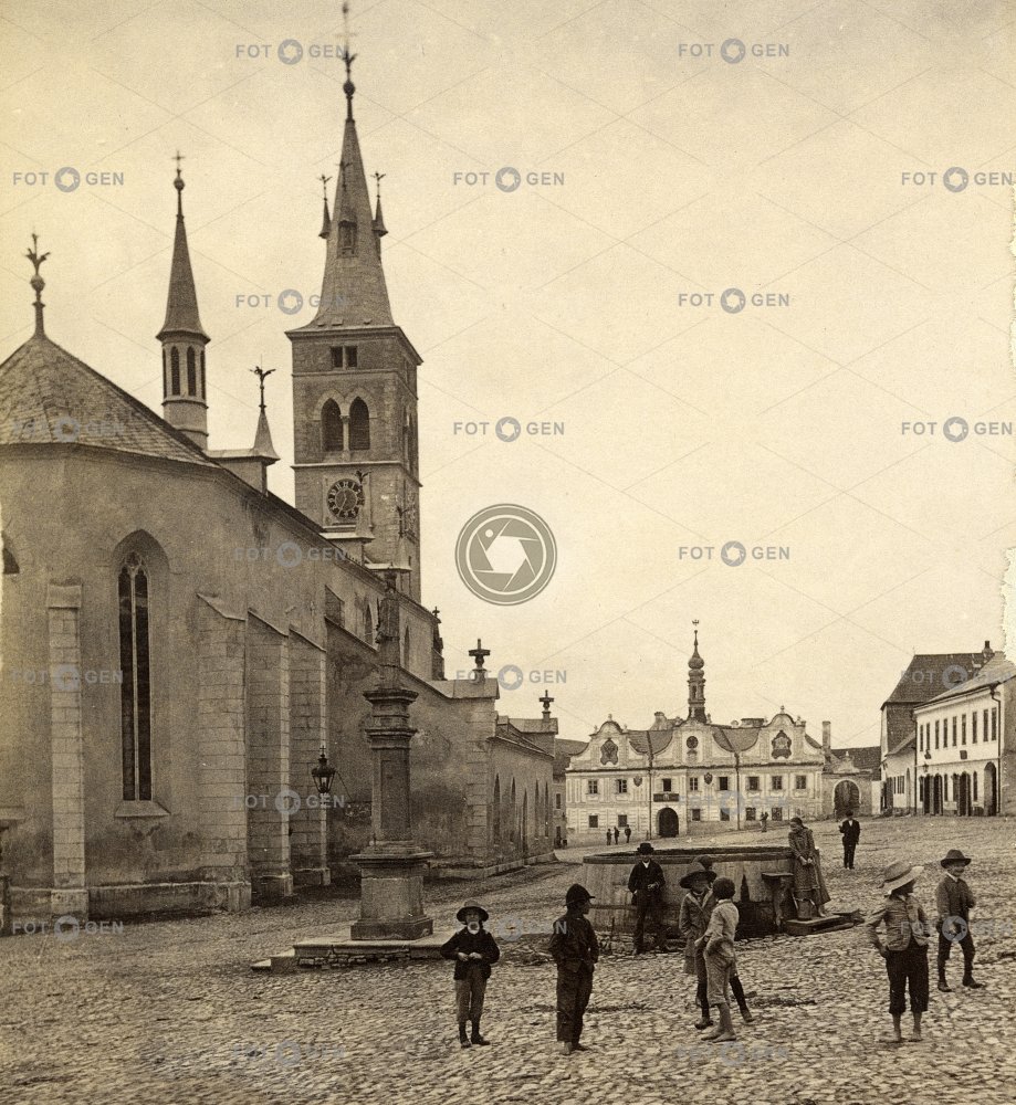 Kašperské Hory, náměstí, polovina stereofotografie