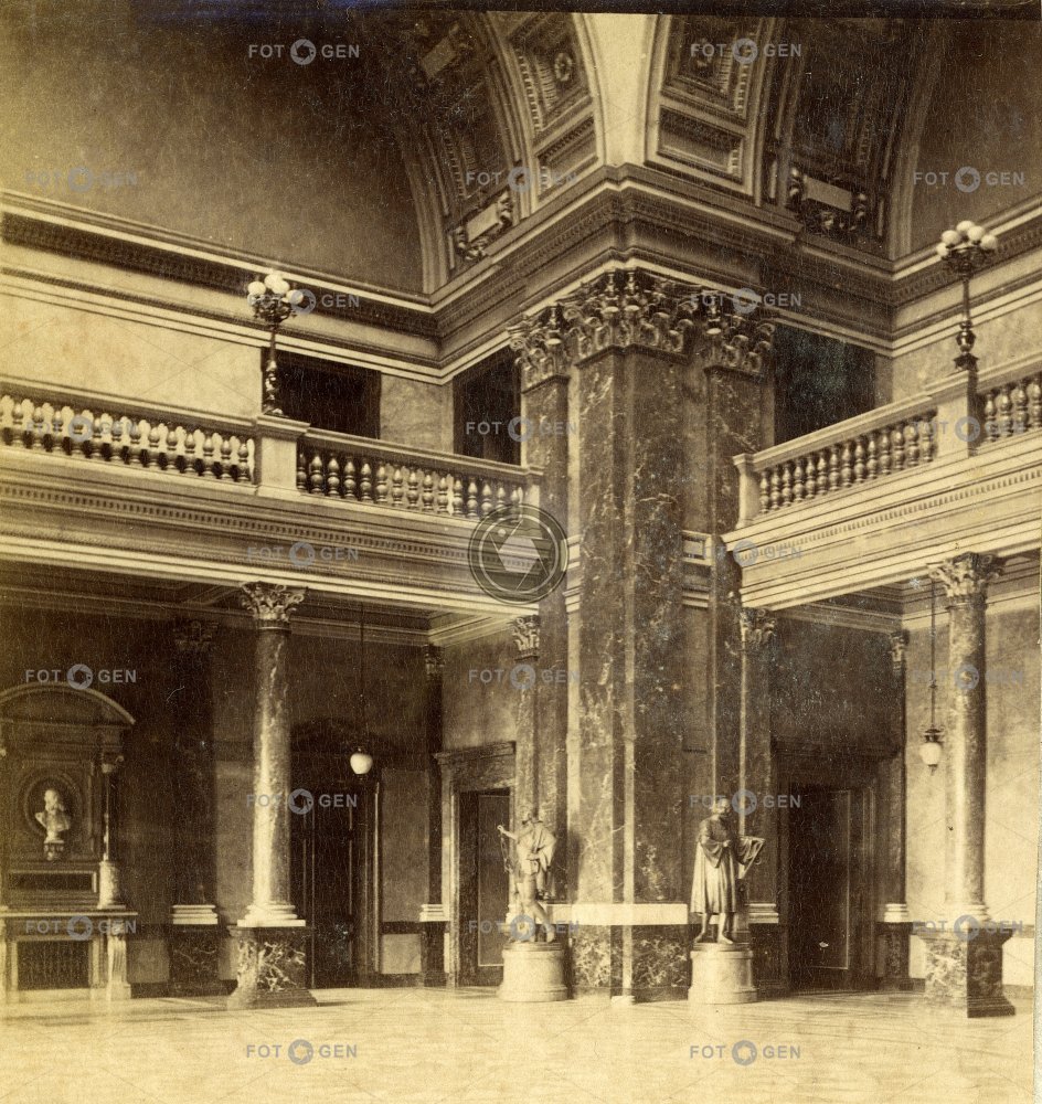 Národní muzeum, interiér, polovina stereofotografie
