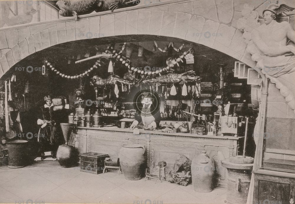 Národopisná výstava českoslovanská, Starý kupecký krám, 1895, kabinetka, světlotisk
