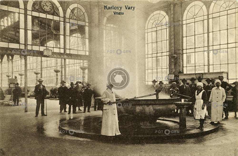 Karlovy Vary, Vřídlo, kolem 1916, pohlednice