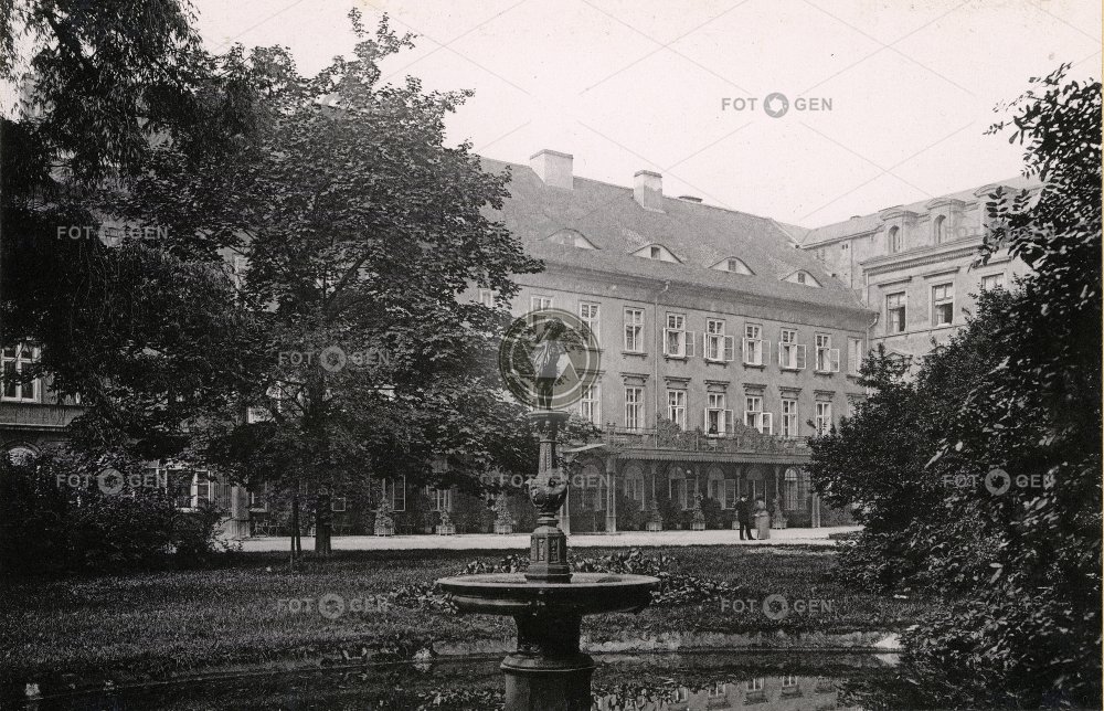 Teplice, Panský dům se zahradou a kašnou, 1892, kabinetka