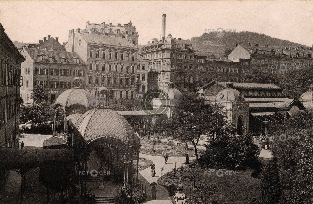 Karlovy Vary,lázeňský park, 1893, kabinetka