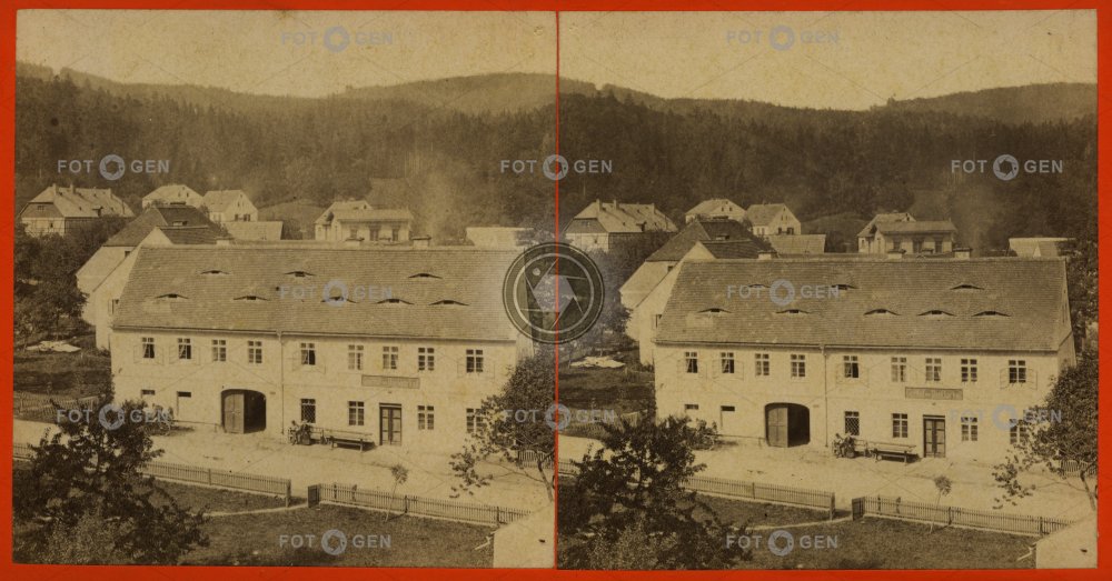 Dubí u Teplic, Eichwald, celkový pohled, stereofotografie