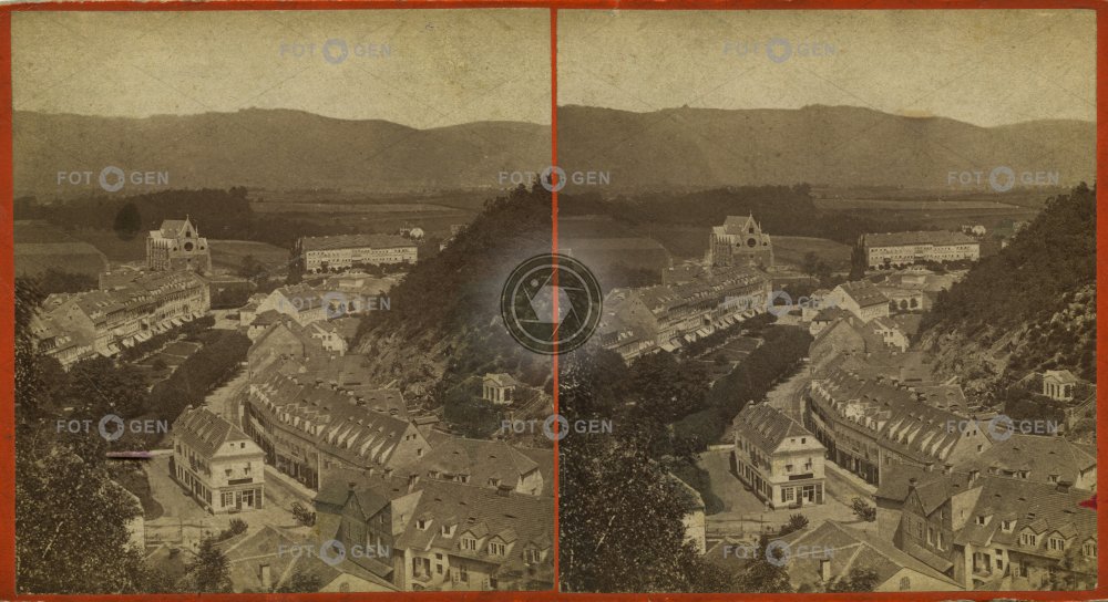 Teplice, celkový pohled na Šanov z Královské výšiny, stereofotografie