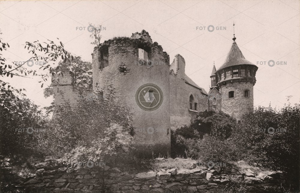 Schlossberg, hrad Doubravská Hora, zřícenina, 1894, kabinetka