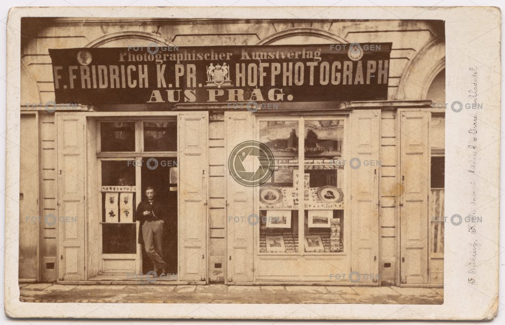 Obchod fotografa Františka Fridricha v Teplicích, v budově Kávového salonu, vizitka