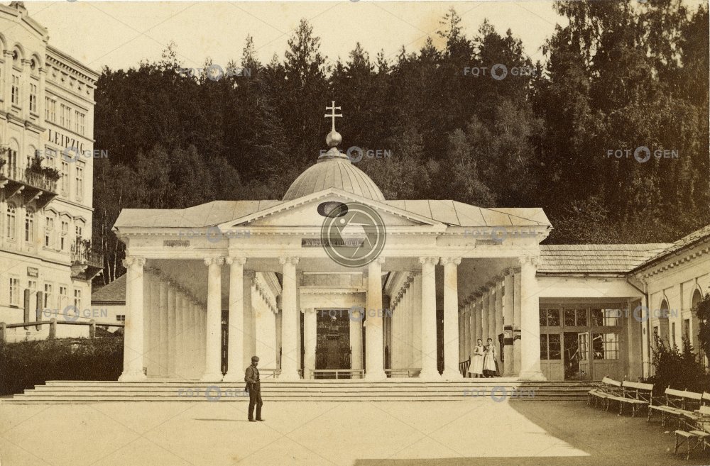 Mariánské Lázně, kolonáda Křížového pramene (před 1879), vizitka