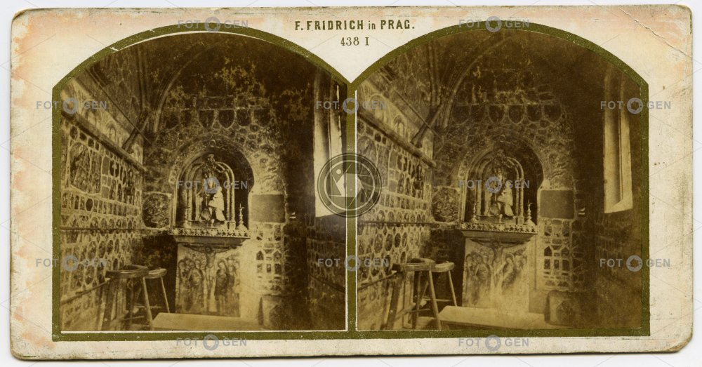 Karlštejn, výzdoba  kaple sv. Kateřiny, stereofoto