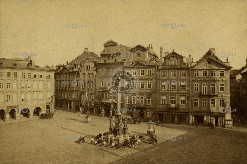 Mariánský sloup a  jižní strana Staroměstského náměstí, vizitka