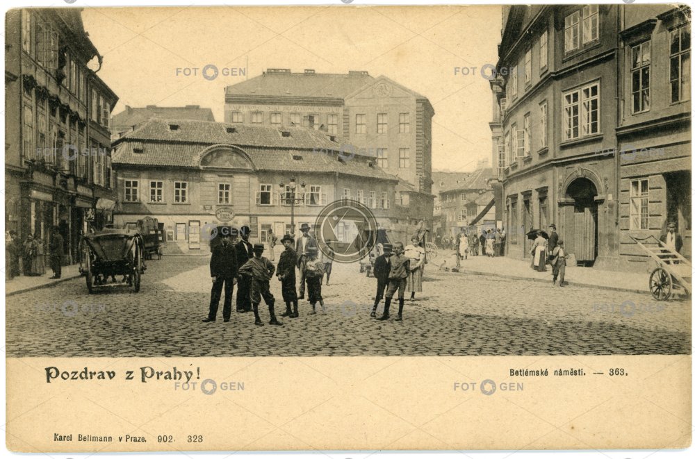Betlémské náměstí, 1902, pohlednice, světlotisk