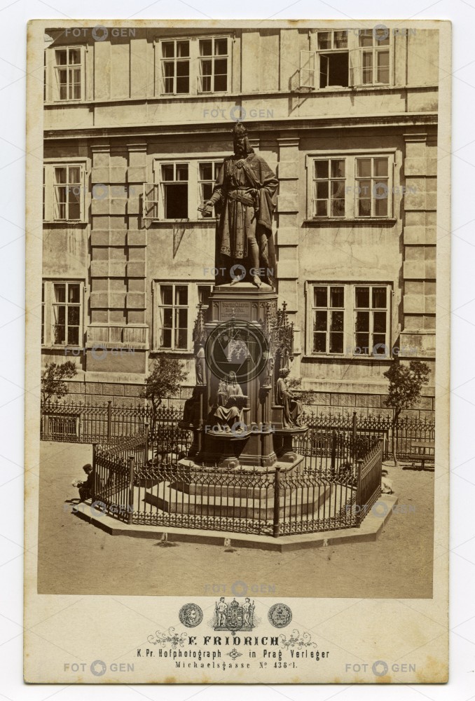 pomník Karla IV. v Praze, kolem 1878, kabinetka