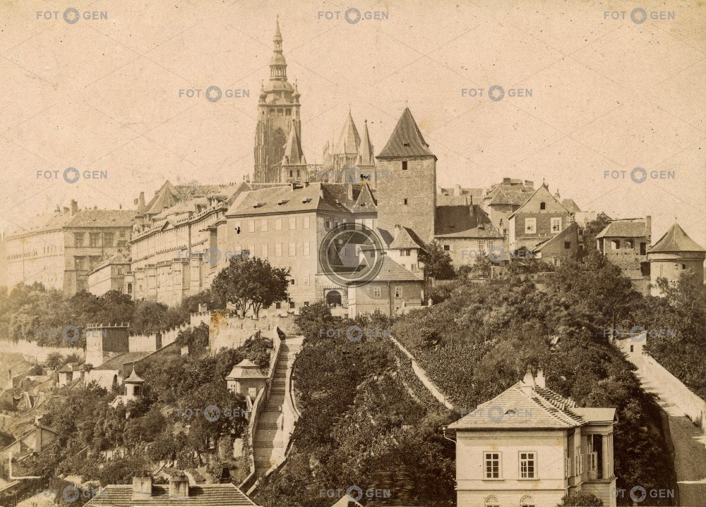 Pražský hrad od východu,kolem 1880, kabinetka