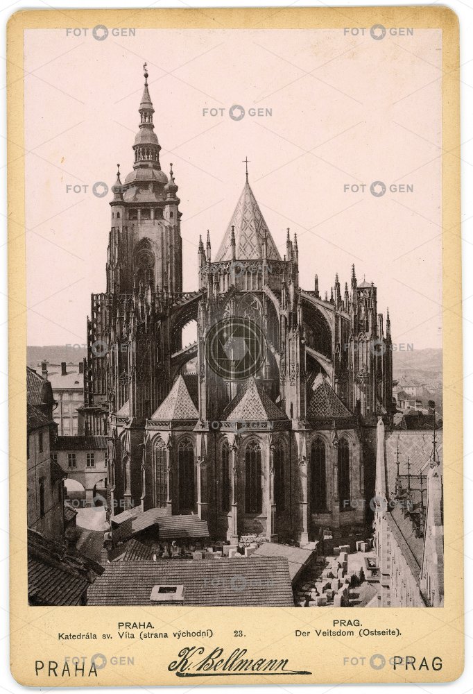 Katedrála sv. Víta, východní strana, kolem 1888, kabinetka