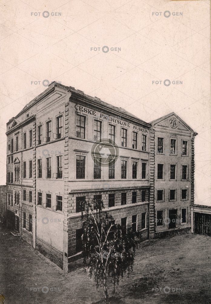 České průmyslové muzeum, montáž, kolem 1890, světlotisk, kabinetka,
