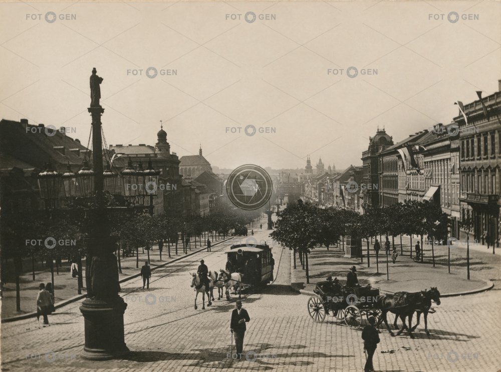Końka v horní části Václavského náměstí, kolem 1890