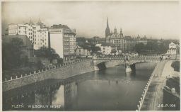 Plzeň Wilsonův most Legiobanka 1930
