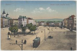 Jihlava náměstí tramvaj povoz 1916