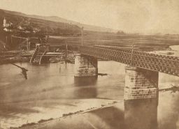Černošice - Mokropsy, Zřícený železniční most po povodni, květen 1872, kabinetka