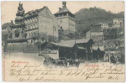 Karlovy Vary reklama M. Schreiber Clasfabrik 1899