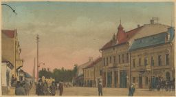Michalovce Hotel Zlatý Býk foto Halász 1924 kolorováno