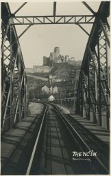 Železnice most hrad Trenčín POHLED 1936