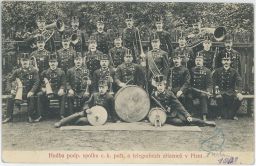 Plzeň Hudba podp. spolku c.k. pošt a telegrafních zřízenců foto Soběhrad 1908
