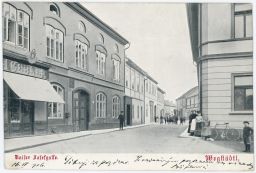 Štětí Wegstädtl obchod Gebler ulice bicykl 1906