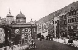 Karlovy Vary, ulička u Vřídla, 1894, kabinetk