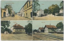 Železnice nádraží škola zámek Třebivlice Třebívlice Litoměřice c.k.