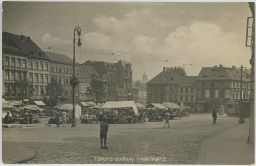 Teplice Teplitz náměstí trhy tramvaj
