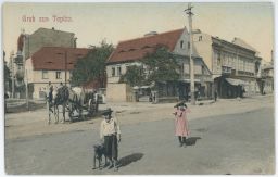 Teplice Teplitz dětičky pejsek povoz