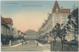 Teplice Teplitz Sechshaus mit Schlossberg 1915