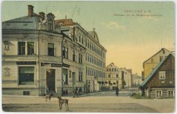 Jablonec Gablonz Talstrasse lidé pejsci 1908