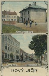 Železnice nádraží Nový Jičín škola Höckovo náměstí 1913