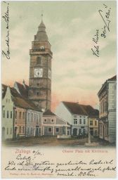 Slavonice Zlabings Jindřichův Hradec náměstí kašna kostel