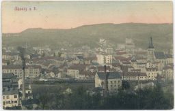 Železnice nádraží Ústí nad Labem celkový pohled 1912