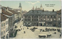 Hradec Králové Malé náměstí Josef Nebeský F. Kadečka trhy povozy hotel