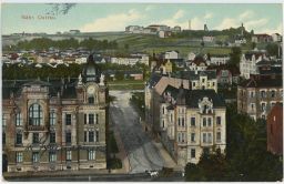 Ostrava panorama povoz šachta na obzoru 1910