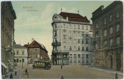 Brno Stadthofplatz U městského dvora tramvaj 1911