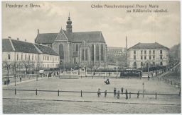 Brno Klášterní náměstí Chrám Nanebevzetí Panny Marie tramvaj