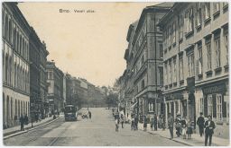Brno Veverská ulice Veveří tramvaj 1910